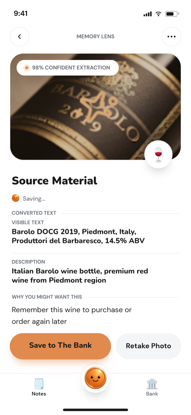 A wine memory in Penny — Barolo DOCG 2019 — surfaced by search